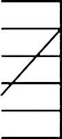 Ein abstraktes Diagramm mit zwei diagonalen Linien, die von horizontalen Linien gekreuzt werden, bildet ein asymmetrisches Muster.