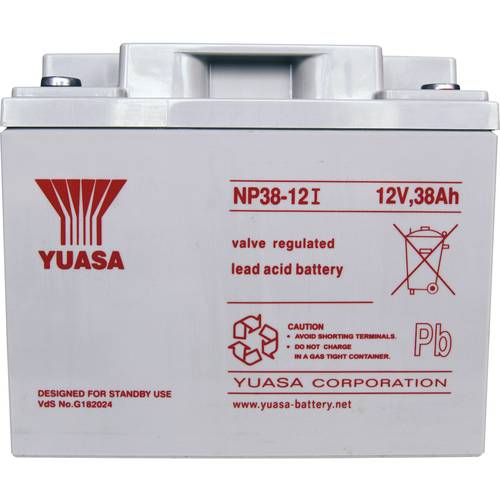 Thumbnail - Yuasa NP38-12 NP38-12 Bleiakku 12 V 38 Ah Blei-Vlies (AGM) (B x H x T) 197 x 170 x 165 mm M5-Schraubanschluss Wartungsfr...