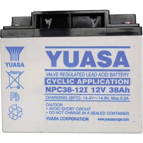 Yuasa NPC38-12 NPC38-12 Bleiakku 12 V 38 Ah Blei-Vlies (AGM) (B x H x T) 197 x 170 x 165 mm M5-Schraubanschluss Wartungs...
