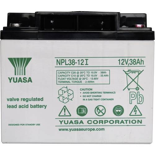 Thumbnail - Yuasa NPL38-12 YUANPL38/12 Bleiakku 12 V 38 Ah Blei-Vlies (AGM) (B x H x T) 197 x 170 x 165 mm M5-Schraubanschluss Wartu...
