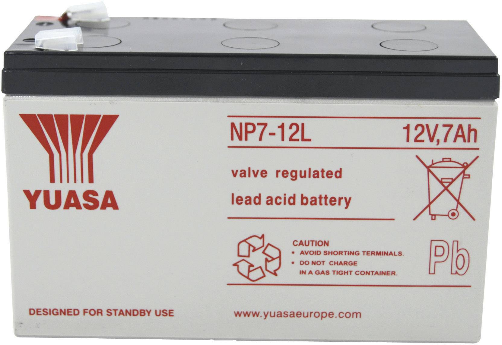 YUASA NP7-12 L NP7-12 L Bleiakku 12 V 7 Ah Blei-Vlies (AGM) (B x H x T) 151 x 98 x 65 mm Flachs