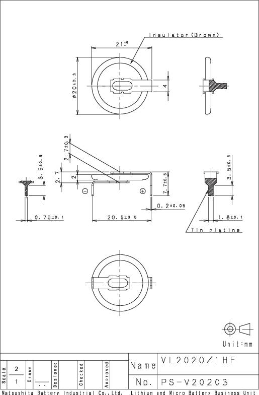 Technische Zeichnung eines Isolators mit mehreren Ansichten und detaillierten Maßen. Hauptansicht zeigt seitliche Plazierung und Befestigungsweise.