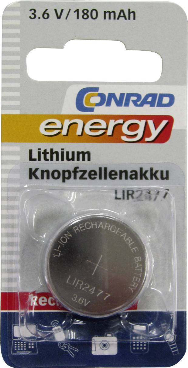 Conrad energy LIR2477 Knopfzellen-Akku LIR2477 Lithium 180 mAh 3.6 V 1 St.-1