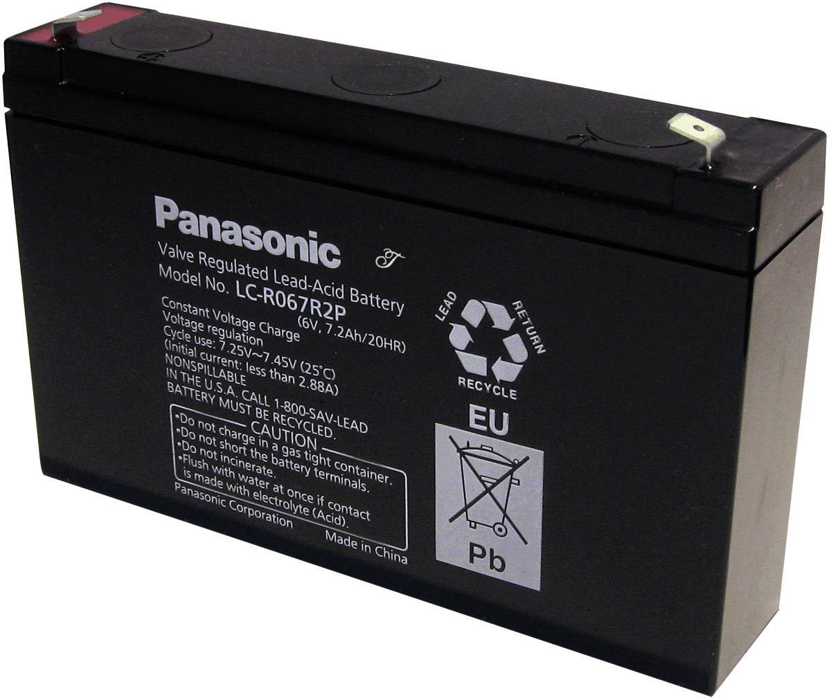Panasonic 6 V 7,2 Ah LC-R067R2P Bleiakku 6 V 7.2 Ah Blei-Vlies (AGM) (B x H x T) 151 x 94 x 34 mm Flachstecker 4.8 mm Wa-3