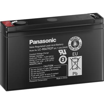 Panasonic 6 V 7,2 Ah LC-R067R2P Bleiakku 6 V 7.2 Ah Blei-Vlies (AGM) (B x H x T) 151 x 94 x 34 mm Flachstecker 4.8 mm Wa