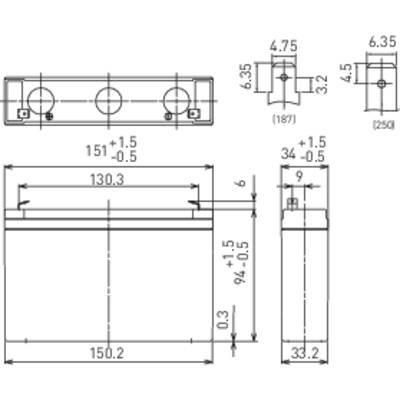 Panasonic 6 V 7,2 Ah LC-R067R2P Bleiakku 6 V 7.2 Ah Blei-Vlies (AGM) (B x H x T) 151 x 94 x 34 mm Flachstecker 4.8 mm Wa-4