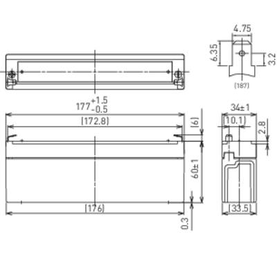 Panasonic 12 V 2,2 Ah LC-R122R2PG Bleiakku 12 V 2.2 Ah Blei-Vlies (AGM) (B x H x T) 177 x 60 x 34 mm Flachstecker 4.8 mm-4