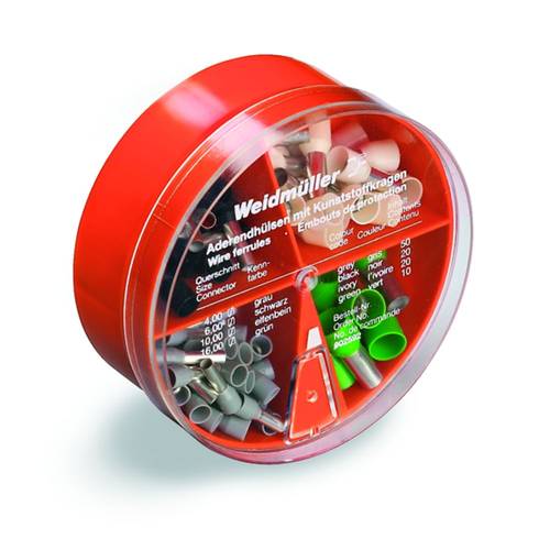 Thumbnail - Weidmüller 9025400000 Aderendhülsen-Sortiment 4 mm², 6 mm², 10 mm², 16 mm² Teilisoliert Grau, Gelb, Rot, Blau 100 St.
