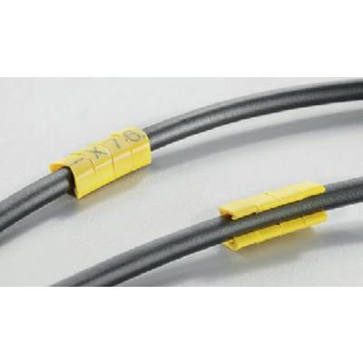 Zwei schwarze Kabel mit gelben, beschrifteten Markierungen zur Identifizierung; obere Markierung zeigt '-X76'.
