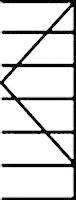 Ein geometrisches Muster aus schwarzen Linien, das ein abstraktes Zickzack-Design auf weißem Hintergrund bildet.