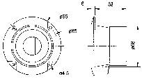 Technische Zeichnung eines Kreises mit Maßen und Markierungen, zeigt Durchmesser, Höhe und spezifische Punkte.