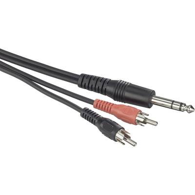 Paccs  Audio Adapterkabel [2x Cinch-Stecker - 1x Klinkenstecker 6.35 mm] 3.00 m Schwarz