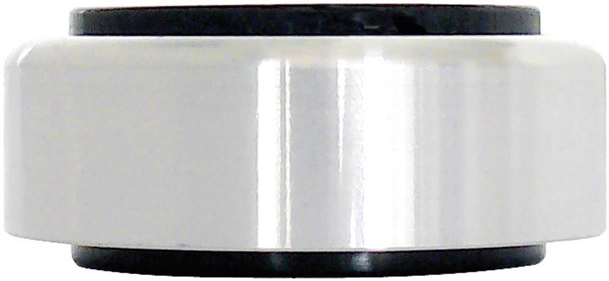 Ein silberner Türstopper aus Metall mit schwarzem Gummiring an der Unterseite, verhindert das Zuschlagen von Türen.