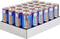 Eine Packung mit 24 Dosen Energy-Drink. Die Dosen sind blau und orange mit dem Aufdruck 'Conrad Energy'.