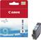 Canon Tintenpatrone, Modell PGI-9C, Farbe Cyan. Verpackung zeigt Tintentropfen im Wasser.