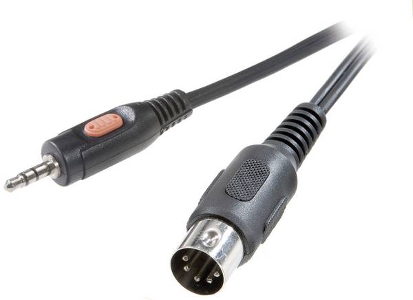 SpeaKa Professional SP-7869804 DIN-Anschluss / Klinke Audio Anschlusskabel [1x Diodenstecker 5pol (DIN) - 1x Klinkenstecker 3.5 mm] 1.50 m Schwarz
