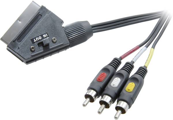 SpeaKa Professional SCART / Composite Cinch TV, Receiver Anschlusskabel [1x SCART-Stecker - 3x Cinch-Stecker] 2 m Schwarz
