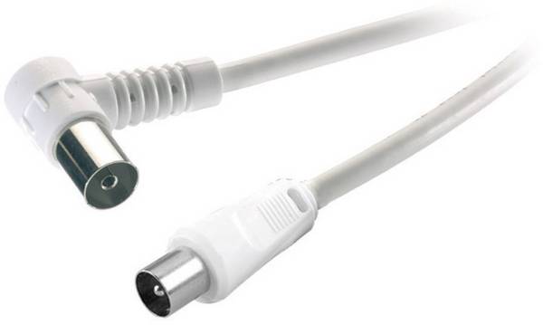 SpeaKa Professional Antennen Anschlusskabel [1x Antennenstecker 75 Ω - 1x Antennenbuchse 75 Ω] 15.00 m 75 dB 90° nach rechts gewinkelt Weiß