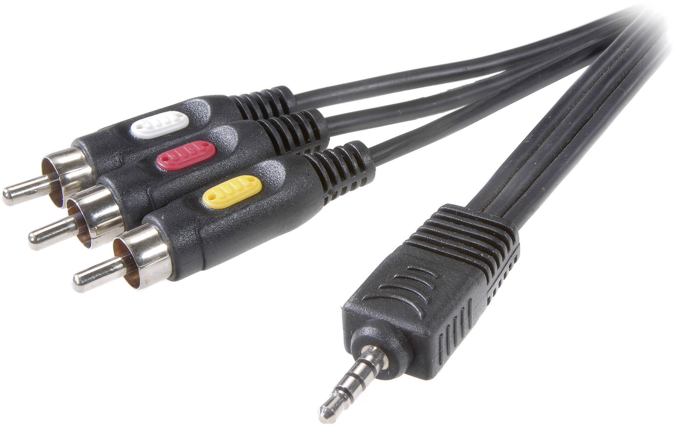 SpeaKa Professional Klinke / Composite Cinch AV Anschlusskabel [1x Klinkenstecker 3.5 mm - 3x Cinch-Stecker] 2 m Schwarz
