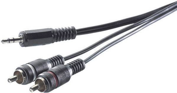 SpeaKa Professional SP-7869916 Cinch / Klinke Audio Anschlusskabel [2x Cinch-Stecker - 1x Klinkenstecker 3.5 mm] 5.00 m Schwarz