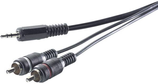 SpeaKa Professional SP-1300904 Cinch / Klinke Audio Anschlusskabel [2x Cinch-Stecker - 1x Klinkenstecker 3.5 mm] 5.00 m Grau
