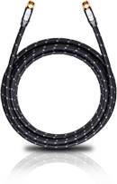 Ein schwarzes Audio-Kabel mit goldenen Steckverbindern, auf einem weißen Hintergrund, ist in einer Schleife angeordnet.
