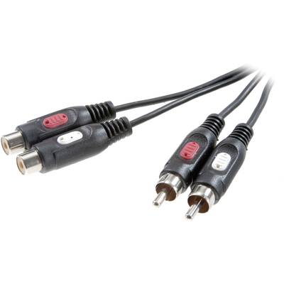 SpeaKa Professional SP-7870384 Cinch Audio Verlängerungskabel [2x Cinch-Stecker - 2x Cinch-Buchse] 2.50 m Schwarz 