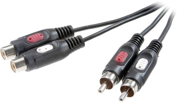 SpeaKa Professional SP-7870384 Cinch Audio Verlängerungskabel [2x Cinch-Stecker - 2x Cinch-Buchse] 2.50 m Schwarz