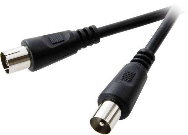 SpeaKa Professional Antennen Anschlusskabel [1x Antennenstecker 75 Ω - 1x Antennenbuchse 75 Ω] 2.50 m 75 dB  Schwarz