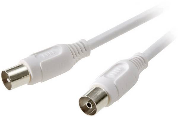 SpeaKa Professional Antennen Anschlusskabel [1x Antennenstecker 75 Ω - 1x Antennenbuchse 75 Ω] 5.00 m 90 dB Geschirmt Weiß