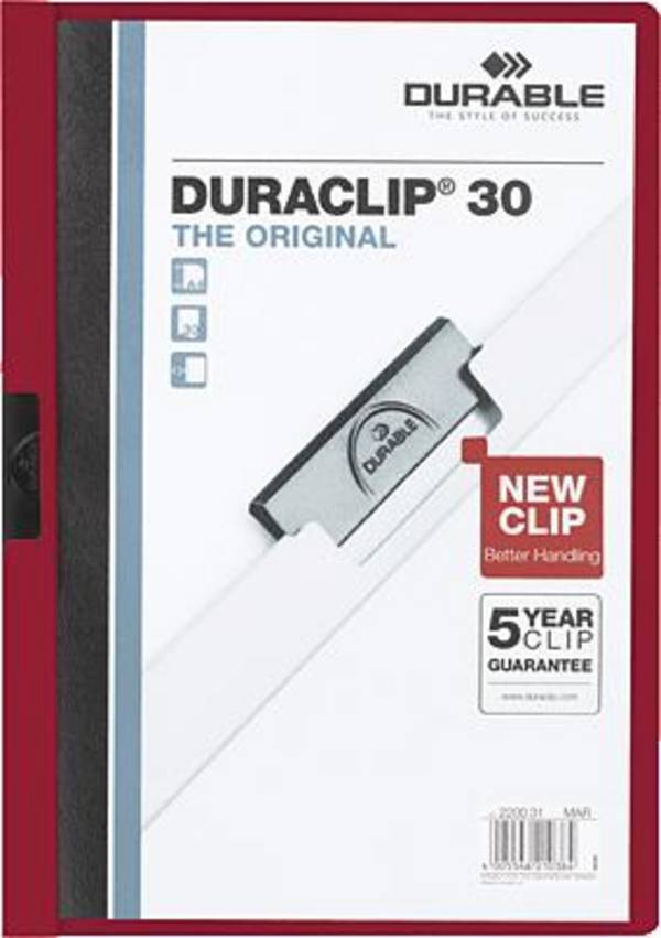 Klemmmappe DURACLIP 30 DIN A4 Hartfolie aubergine