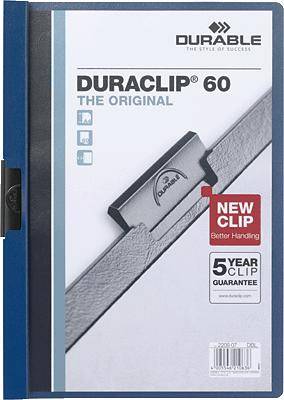 DURABLE Klemmhefter DURACLIP ORIGINAL 60, DIN A4, dunkelblau transparenter Vorderdeckel, mit Metallk