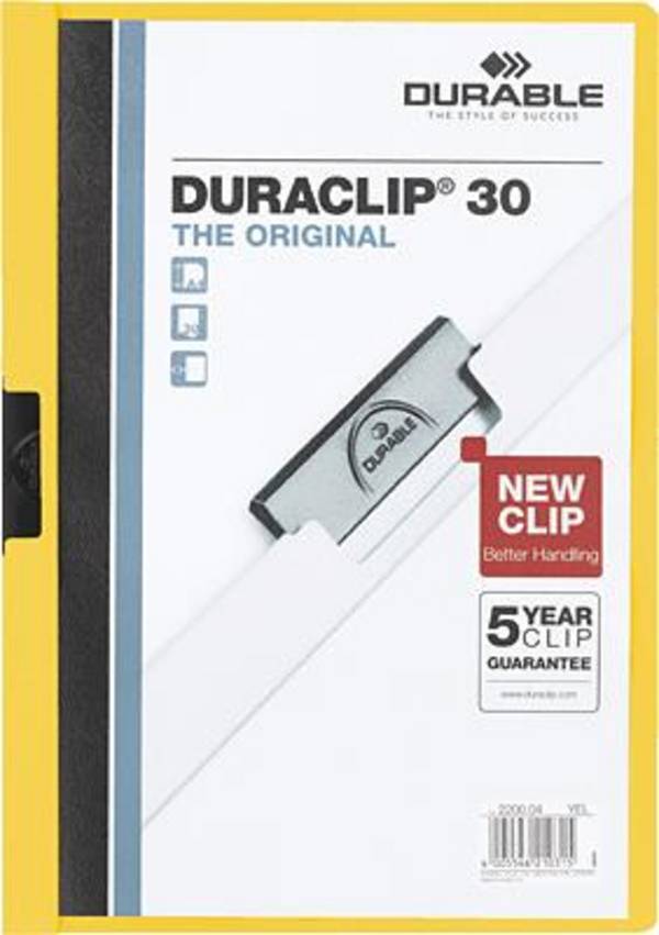 Klemmmappe DURACLIP 30 DIN A4 Hartfolie gelb