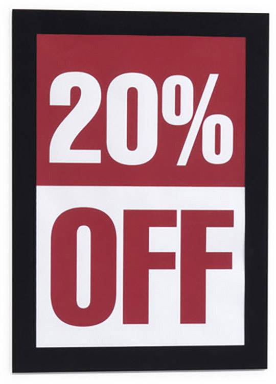 '20% Rabatt' in großen, roten Buchstaben auf einem Schild.