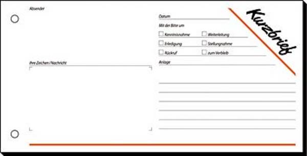 Formularbuch Kurzmitteilung 1/3 A4 VE=100 Blatt