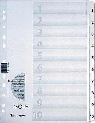 PAGNA Karton-Register Zahlen 1 - 10, DIN A4, 10-teilig