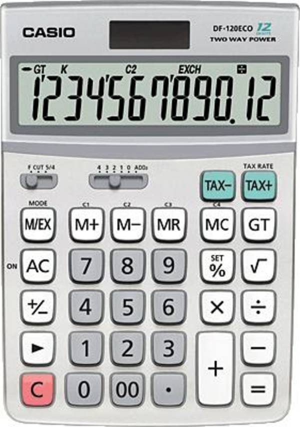 CASIO Tischrechner DF-120 ECO, Solar-/ Batteriebetrieb (5215661)