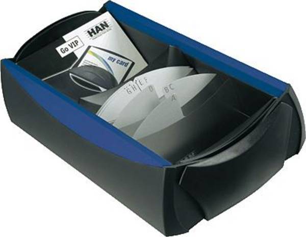 Visitenkartenbox VIP  500Karten sw/blau +Register