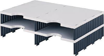 Aufbaueinheit styrodoc duo 4Fächer gr/bl-0