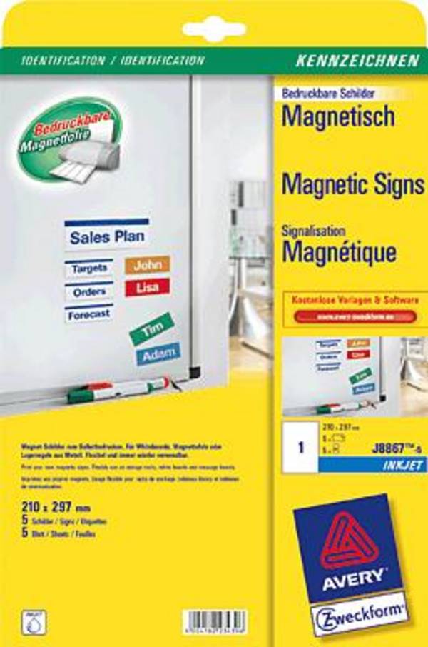 Magnetschild 210x297mm 5St.