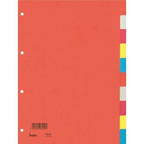 Bene 97410 Register DIN A4 blanko Recyclingkarton Mehrfarbig 10 Registerblätter 97410