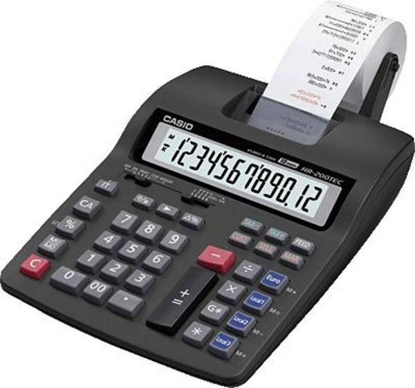 Casio Casio HR-200TEC - Druckrechner - LCD - 12 Stellen Druckender Tischrechner Schwarz Display (Stellen): 12 batteriebetrieben, netzbetrieben (Optional) (L x B x H) 313 x 195 x 65 mm