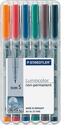 STAEDTLER Folienstift Lumocolor 311 WP6 0,4mm sortiert 6 St./Pack. - Artikel: 156004300-0