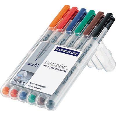 Staedtler Lumocolor® non-permanent pen 315 315 WP6 Universal-Marker Orange, Rot, Blau, Grün, Braun, Schwarz 1 mm