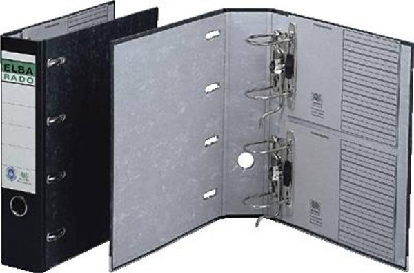 Doppelordner 75mm für 2xDIN A5 quer Altpapier schwarz