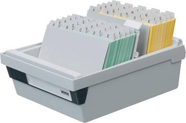 Karteikasten DIN A6 quer max. 800Karten PS lichtgrau