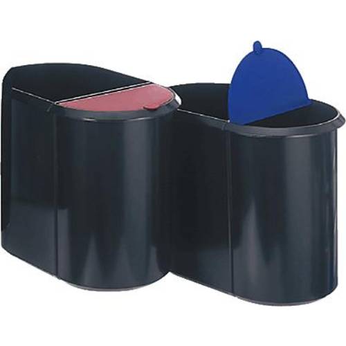 Helit Duo-System H6103993 Papierkorb 29 l Kunststoff Schwarz, Blau 1 St.