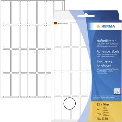 Herma 2360 Universal-Etiketten 13 x 40 mm Papier Weiß 896 St. Permanent haftend Handbeschriftung