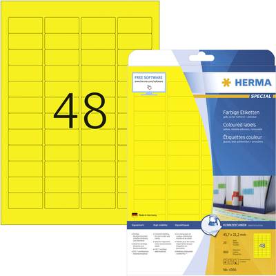 Herma 4366 Universal-Etiketten 45.7 x 21.2 mm Papier Gelb 960 St. Wiederablösbar Tintenstrahldrucker, Laserdrucker, Farb
