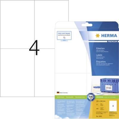 Herma 5063 Universal-Etiketten 105 x 148 mm Papier Weiß 100 St. Permanent haftend Tintenstrahldrucker, Laserdrucker, Far